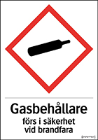 Illustrated gas cylinder. Sign.